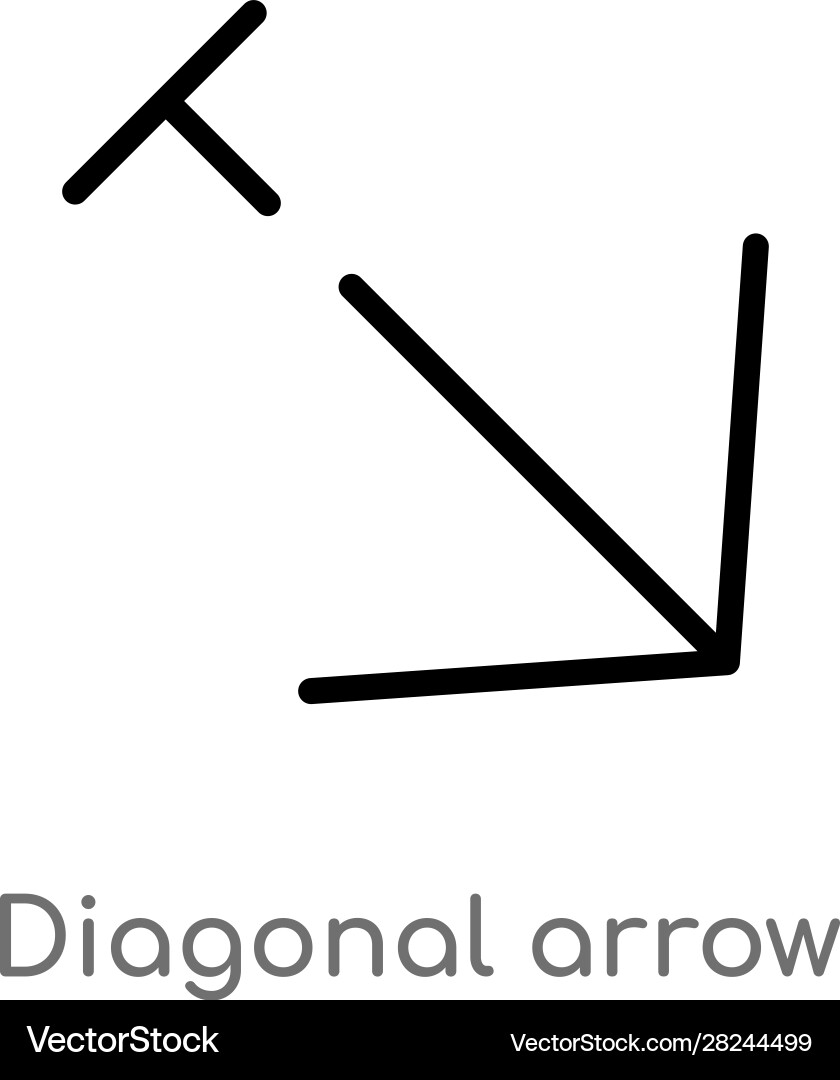 Outline diagonal arrow icon isolated black simple vector image