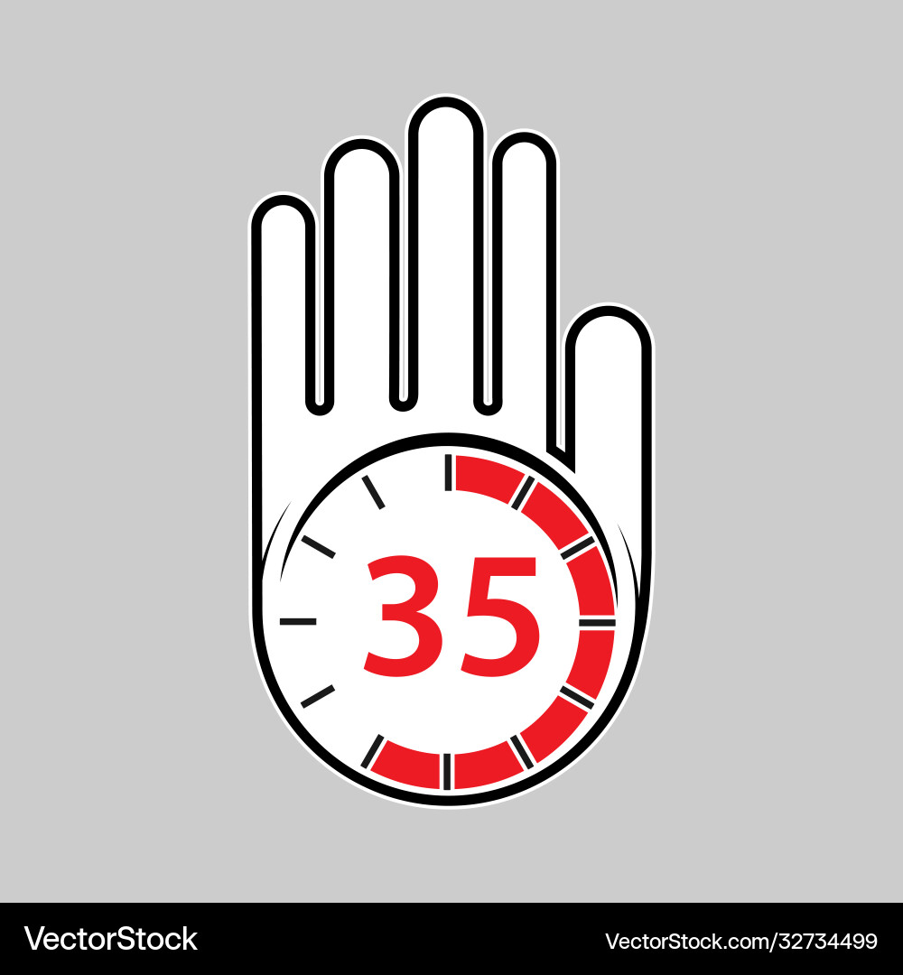 Raised open hand with a watch on it time for rest Raised open hand with a watch on it time for rest vector image