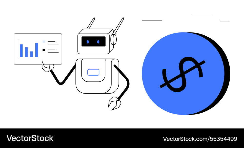 Robot presenting financial data analytics Vector Image
