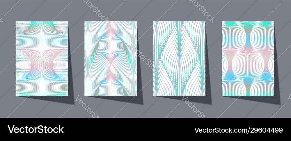 Set covers with wavy lines pattern holographics Set covers with wavy lines pattern holographics vector image