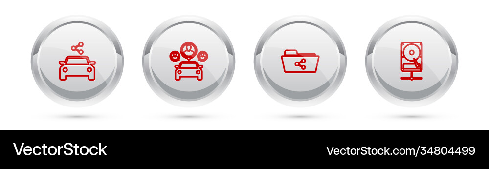 Set line car sharing share folder and hard disk Set line car sharing share folder and hard disk vector image