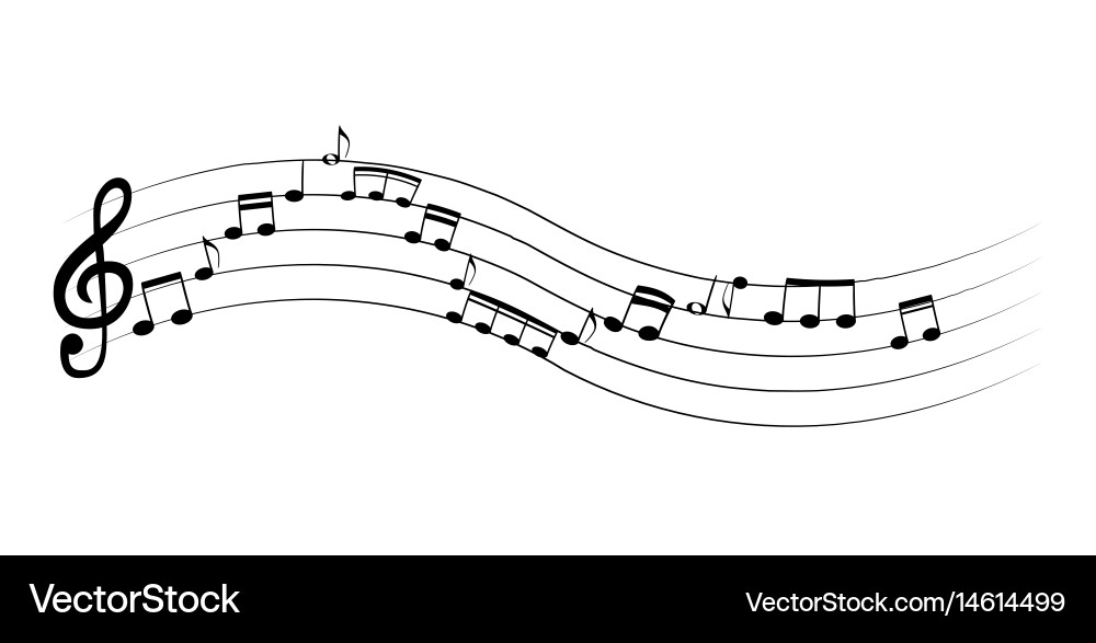 Set of musical notes on five-line clock notation vector image