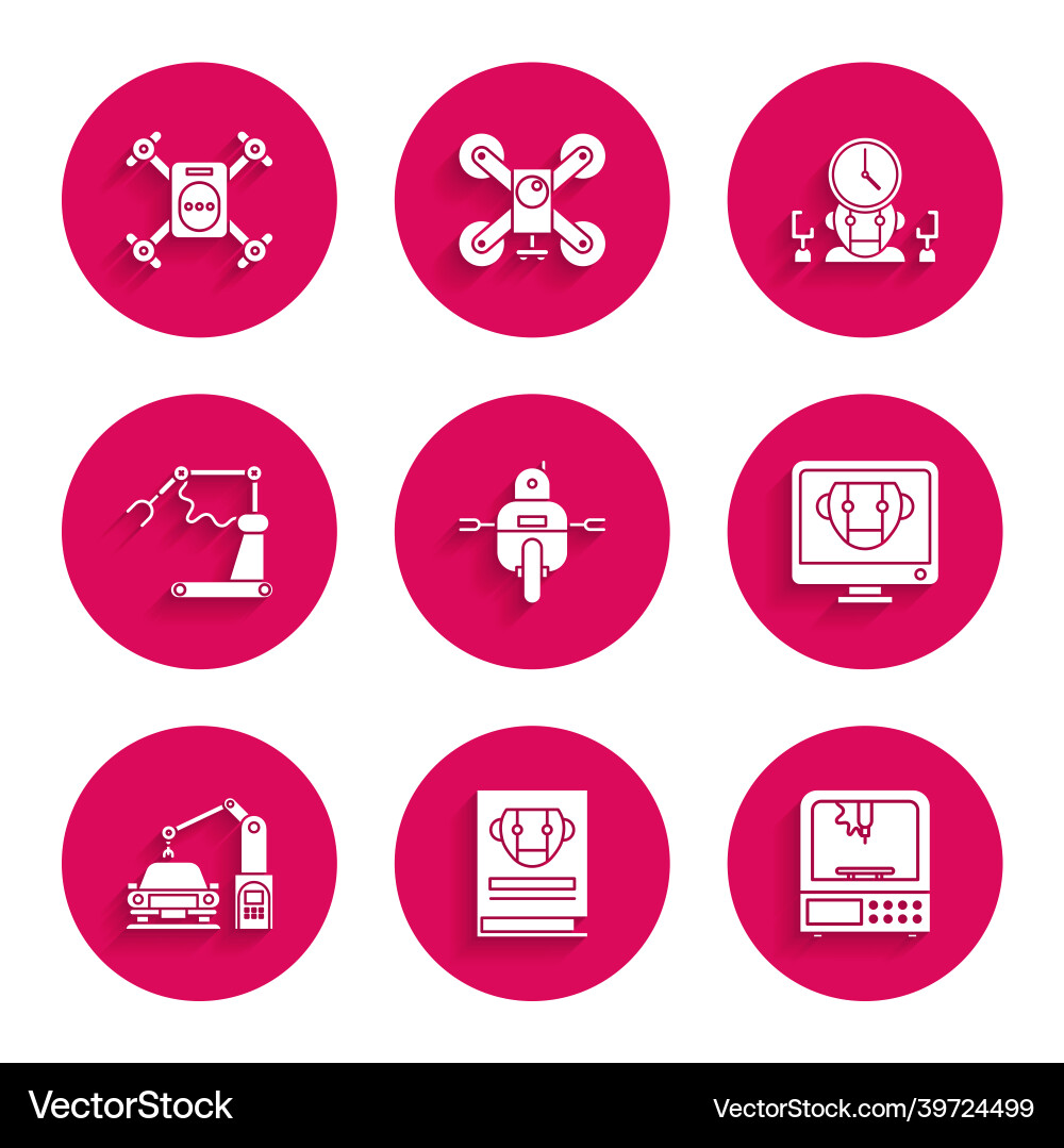 Set robot user manual 3d printer bot vector image
