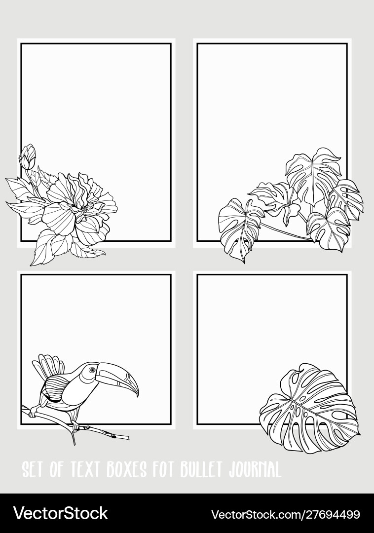 Set text boxes for bullet journal or notes Vector Image