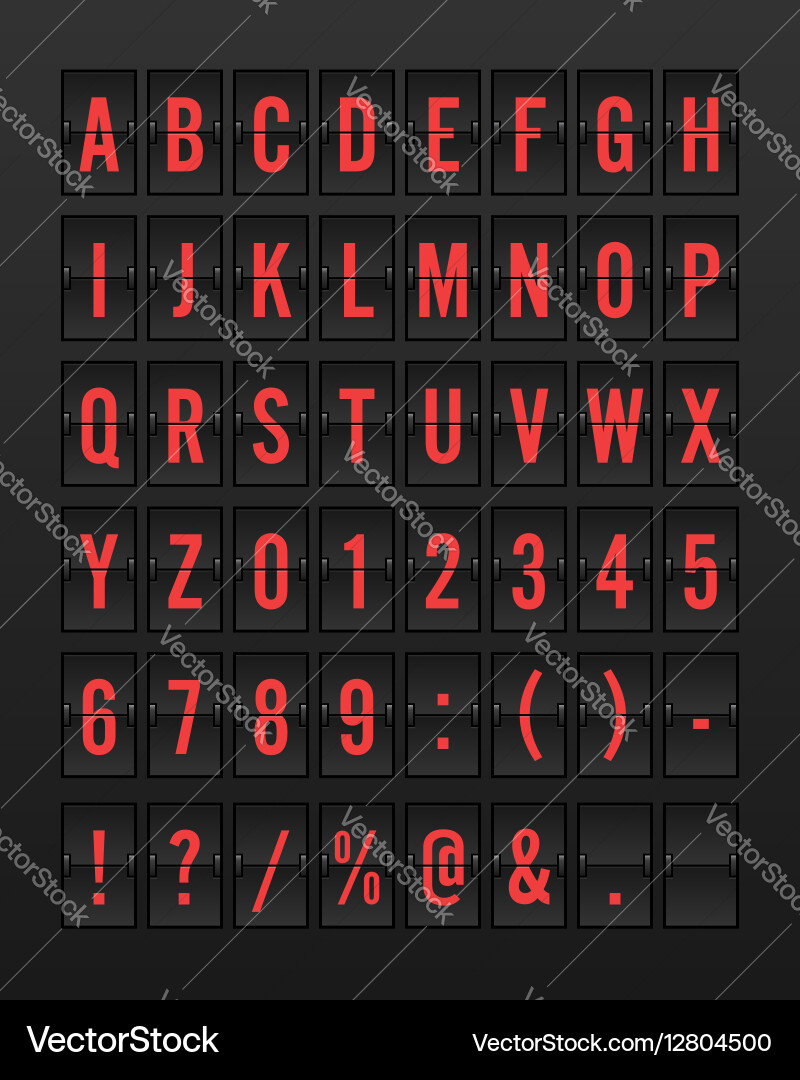 Airport mechanical flip board panel font Vector Image