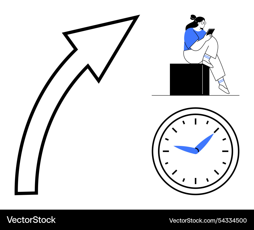Arrow pointing upward person reading on device Vector Image