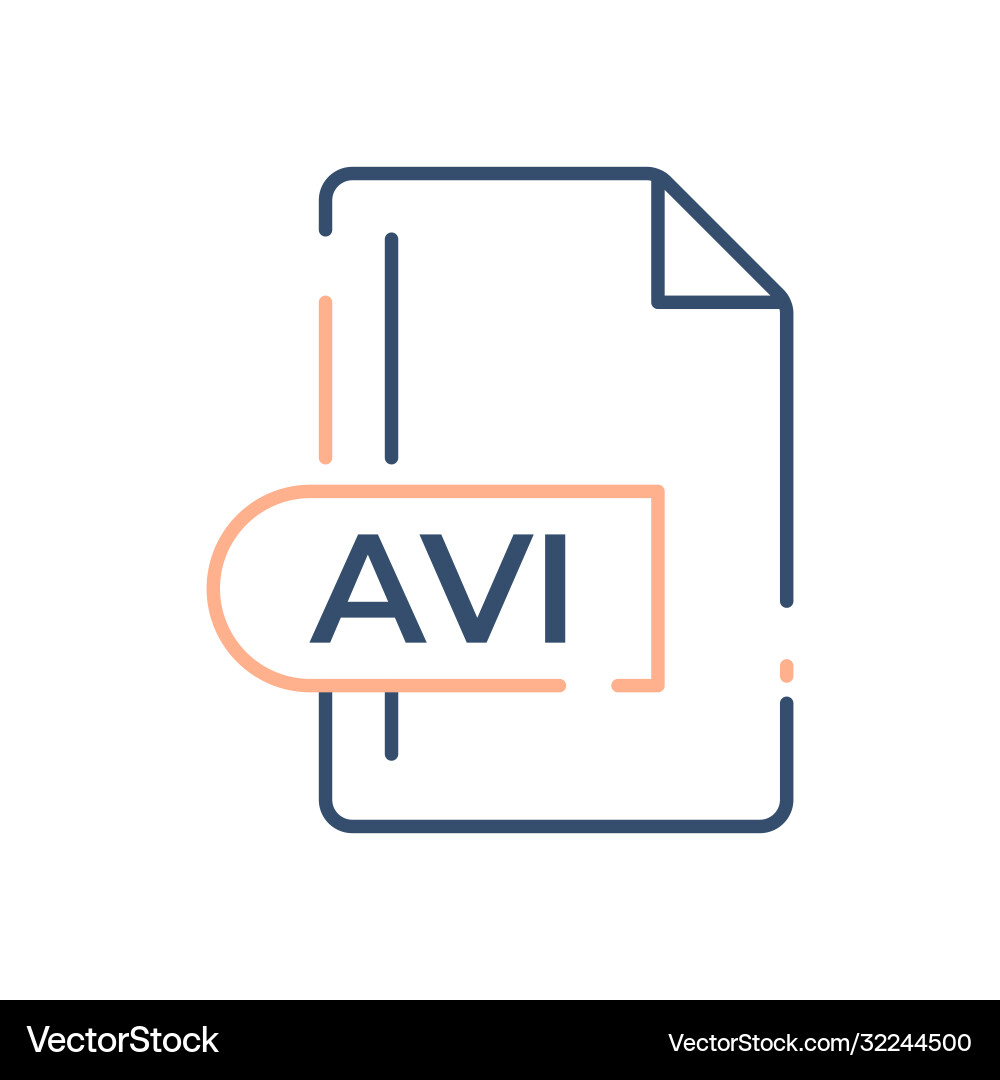 Avi file format icon extension line vector image