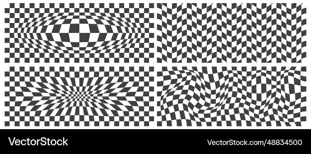 Checkerboard wavy pattern abstract chess square Checkerboard wavy pattern abstract chess square vector image