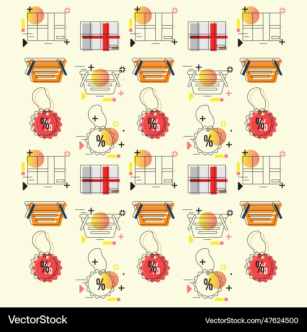 Colored seamless pattern background with shopping vector image