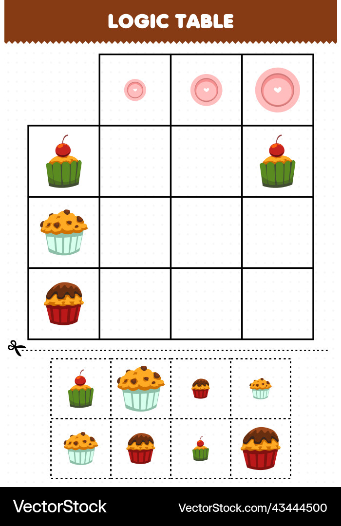 Education game for children logic table sorting vector image