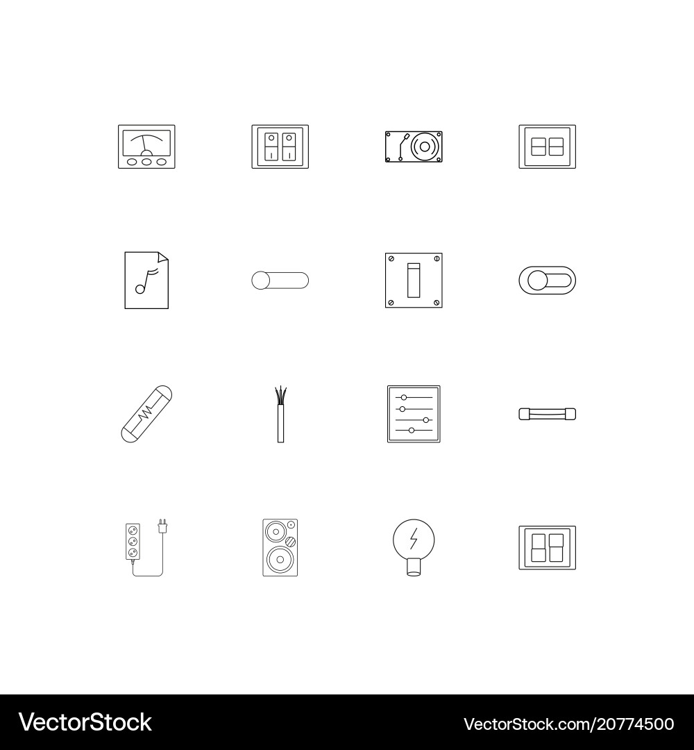 Electrical linear thin icons set outlined simple Vector Image