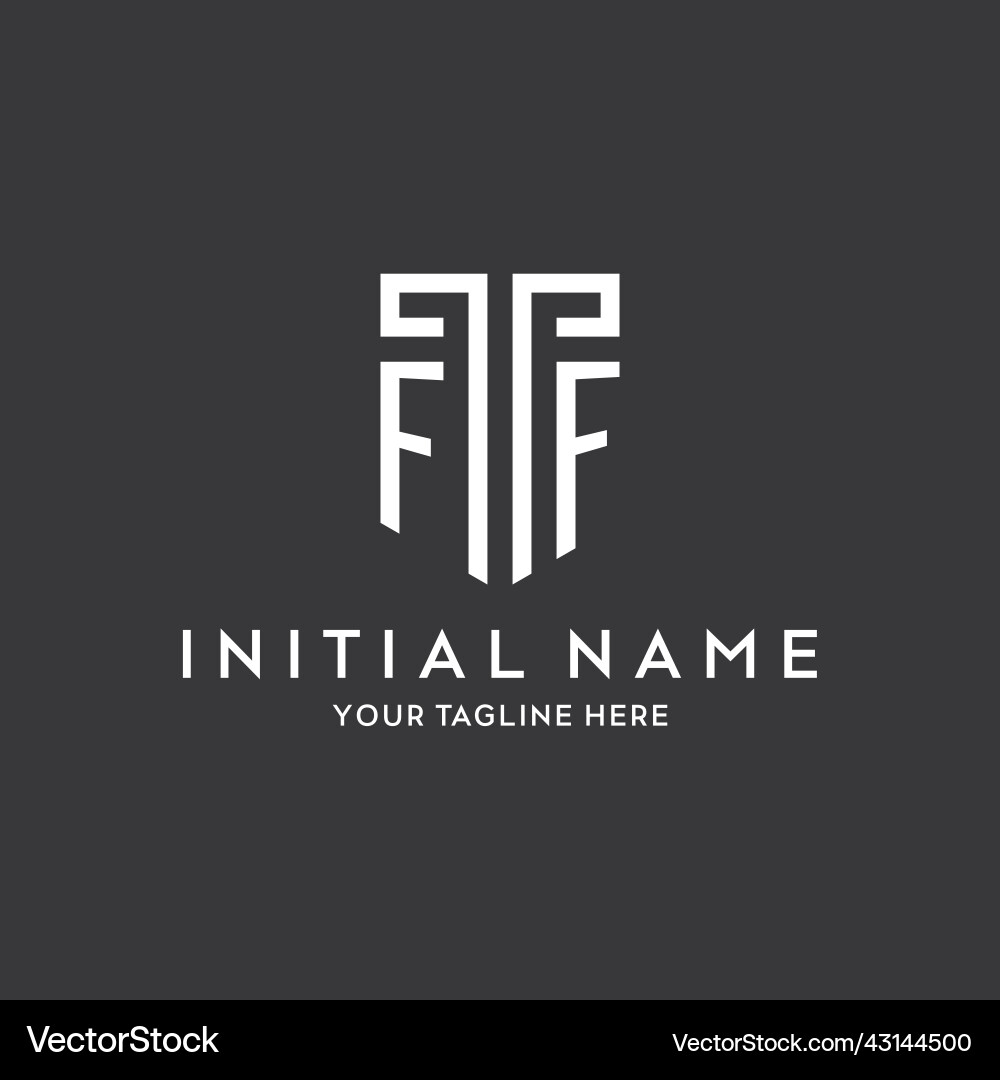 Ff monogram initial name with shield shape icon Ff monogram initial name with shield shape icon Vector Image