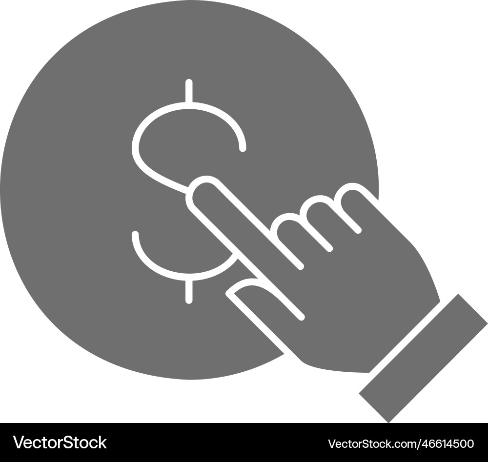 Finger click the coin button press touch Finger click the coin button press touch vector image