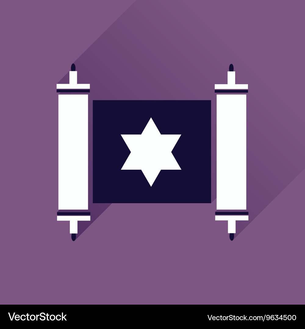 Flat icon with long shadow torah scroll vector image