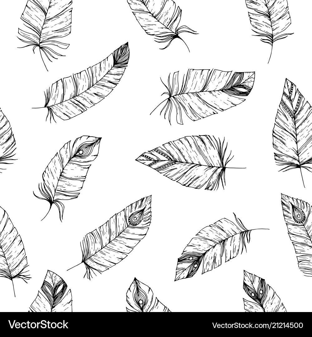 Hand-drawn seamless pattern with sketch style bird vector image