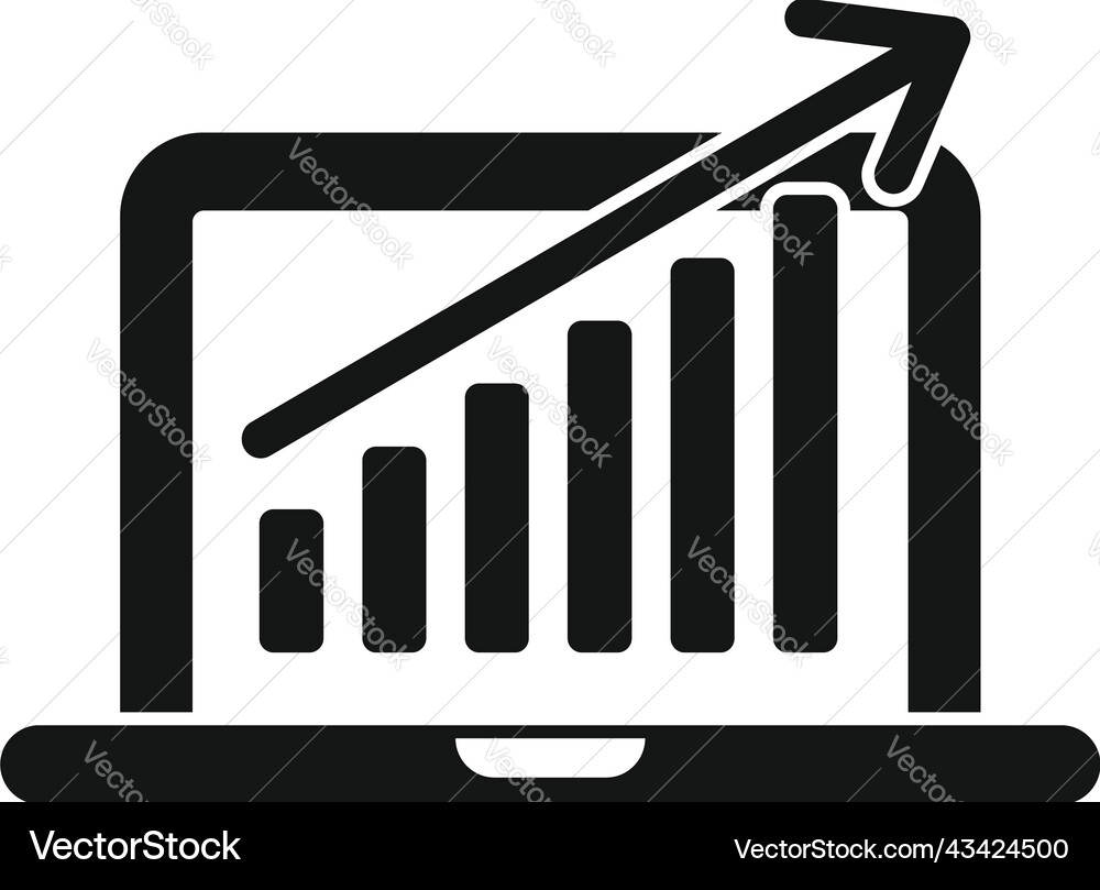 Laptop graph development icon simple Vector Image