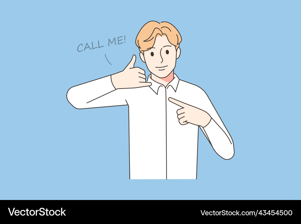 Man showing call me hand gesture Man showing call me hand gesture vector image