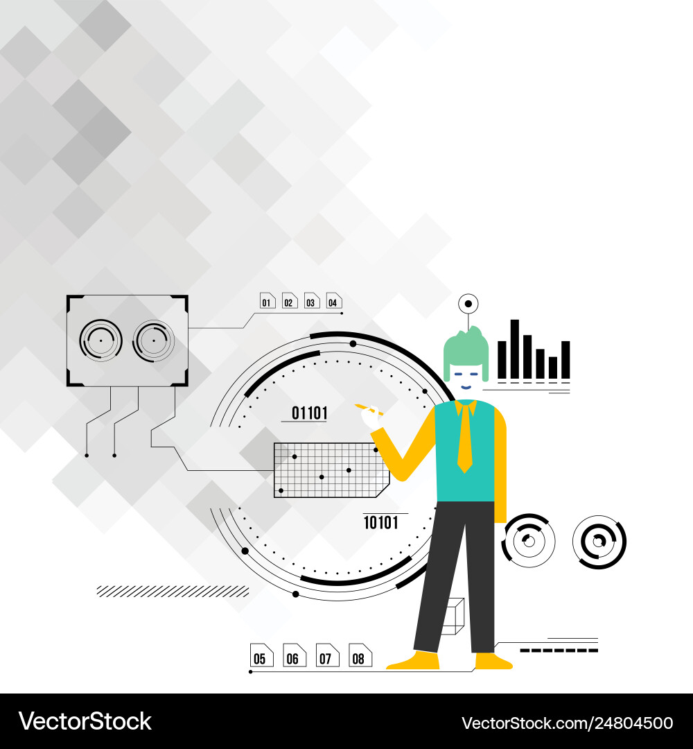 Man standing holding pen and pointing to chart vector image