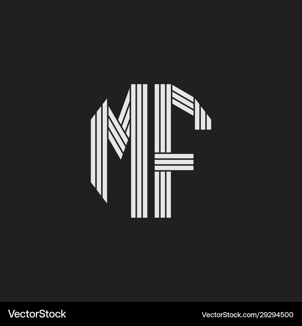Mf logo monogram with outline style linked Vector Image
