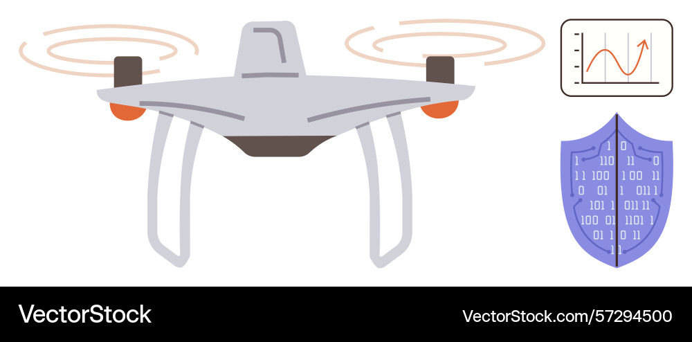 Modern drone with performance chart Modern drone with performance chart Vector Image