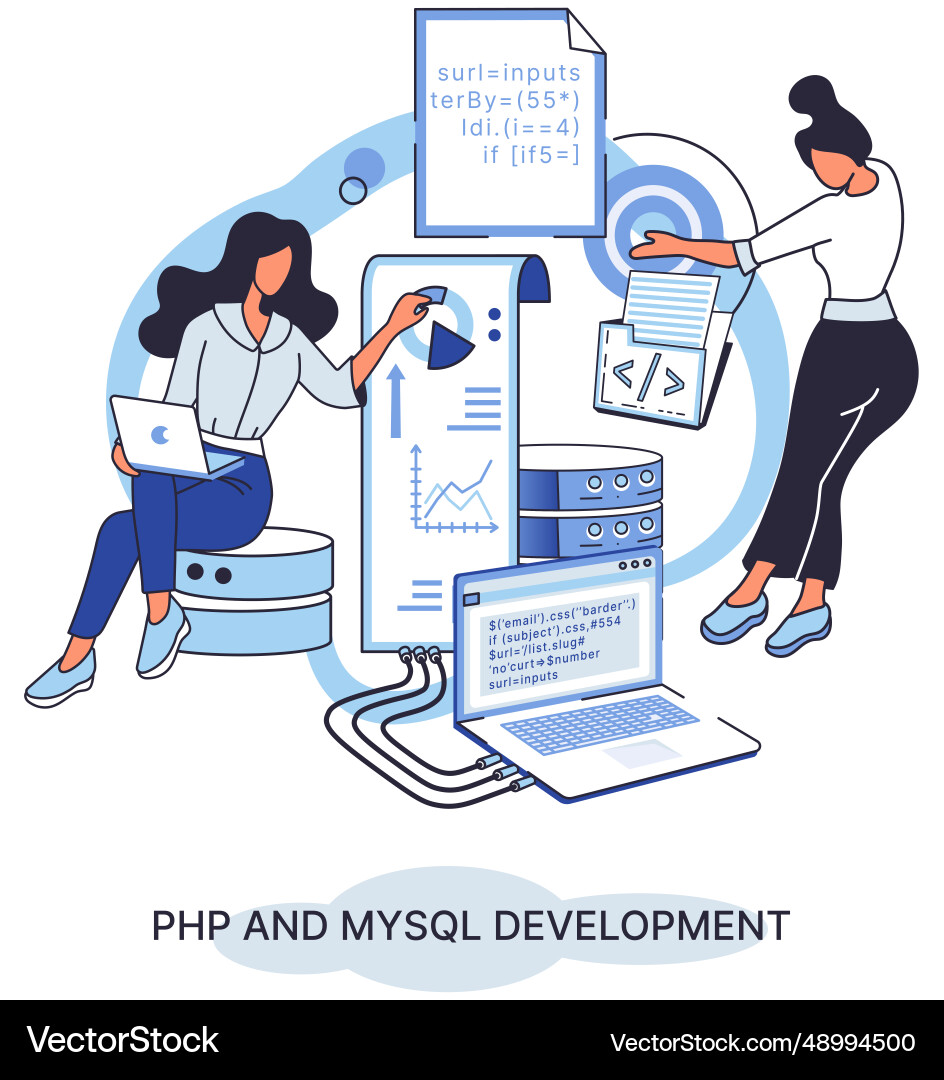 Php and mysql development software website Php and mysql development software website vector image