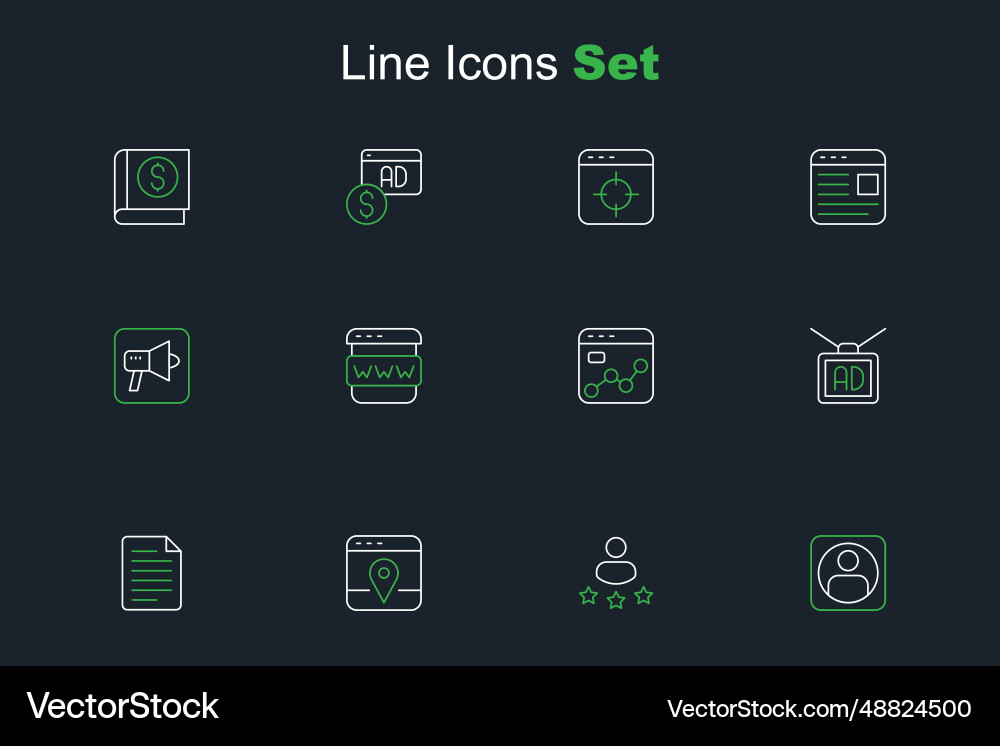 Set line create account screen consumer product Vector Image