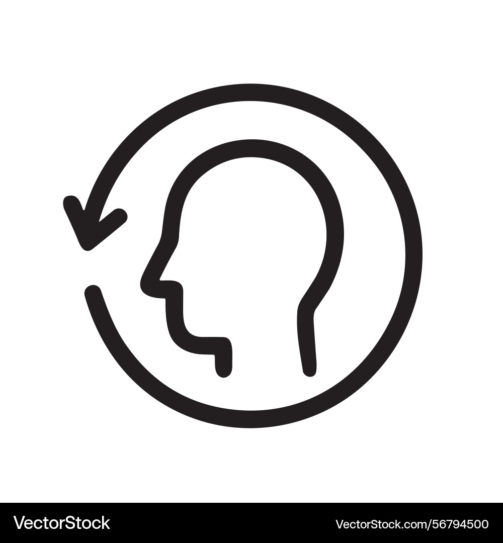 Simple line art head with arrow refreshing Vector Image