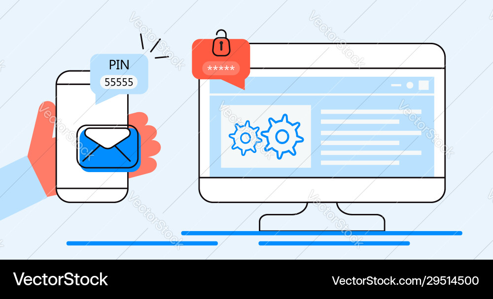 Verification pin code security message Verification pin code security message vector image
