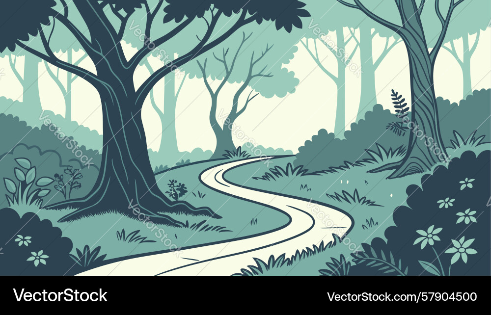 Winding forest path design generative ai vector image