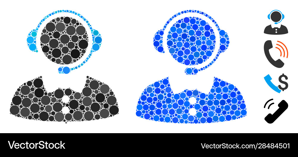 Call operator mosaic icon round dots Vector Image