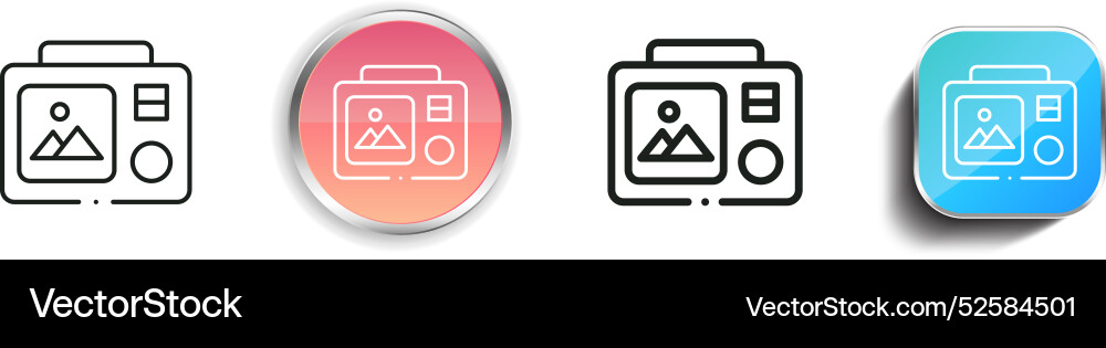 Camera icon thin linear regular and button style Camera icon thin linear regular and button style Vector Image