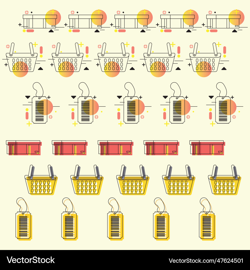 Colored seamless pattern background with shopping Vector Image