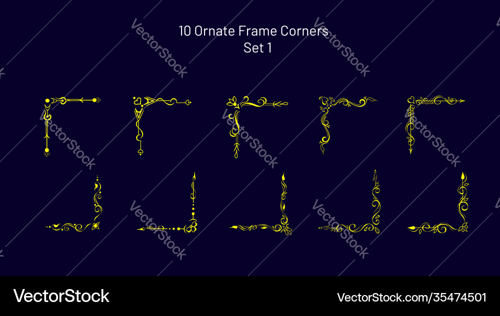 Decorative design corners vignettes set Vector Image