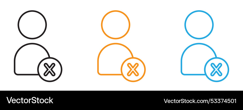 Delete user icon thin line set Delete user icon thin line set vector image