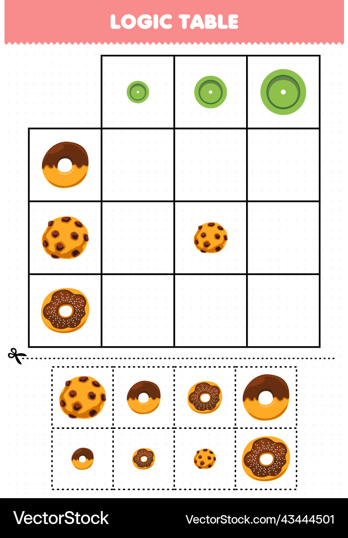 Education game for children logic table sorting vector image