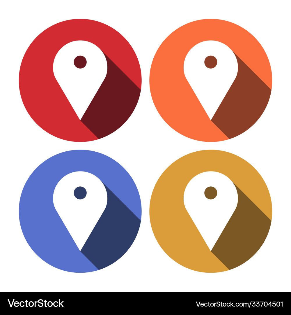Flat design map marker icon with long shadow 10 vector image