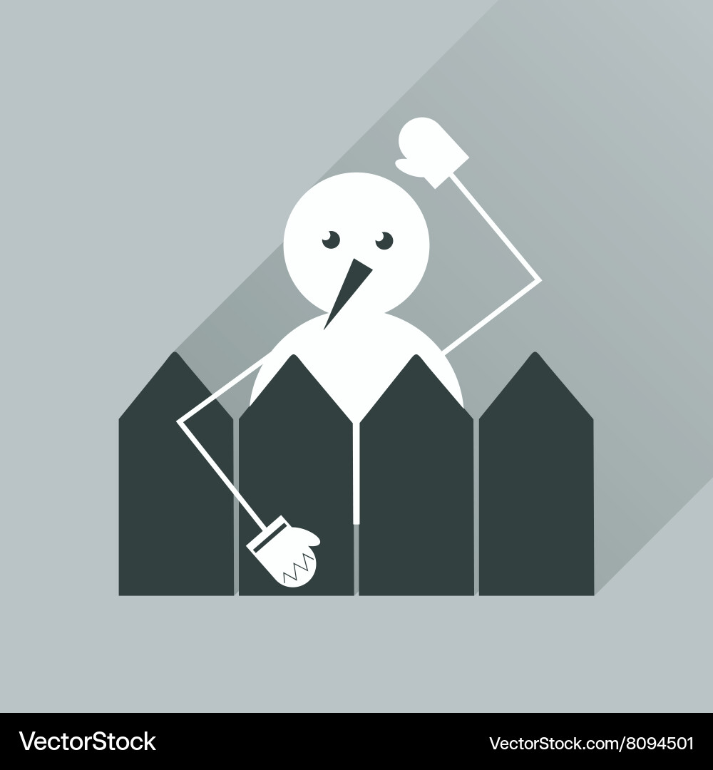 Flat web icon with long shadow snowman vector image