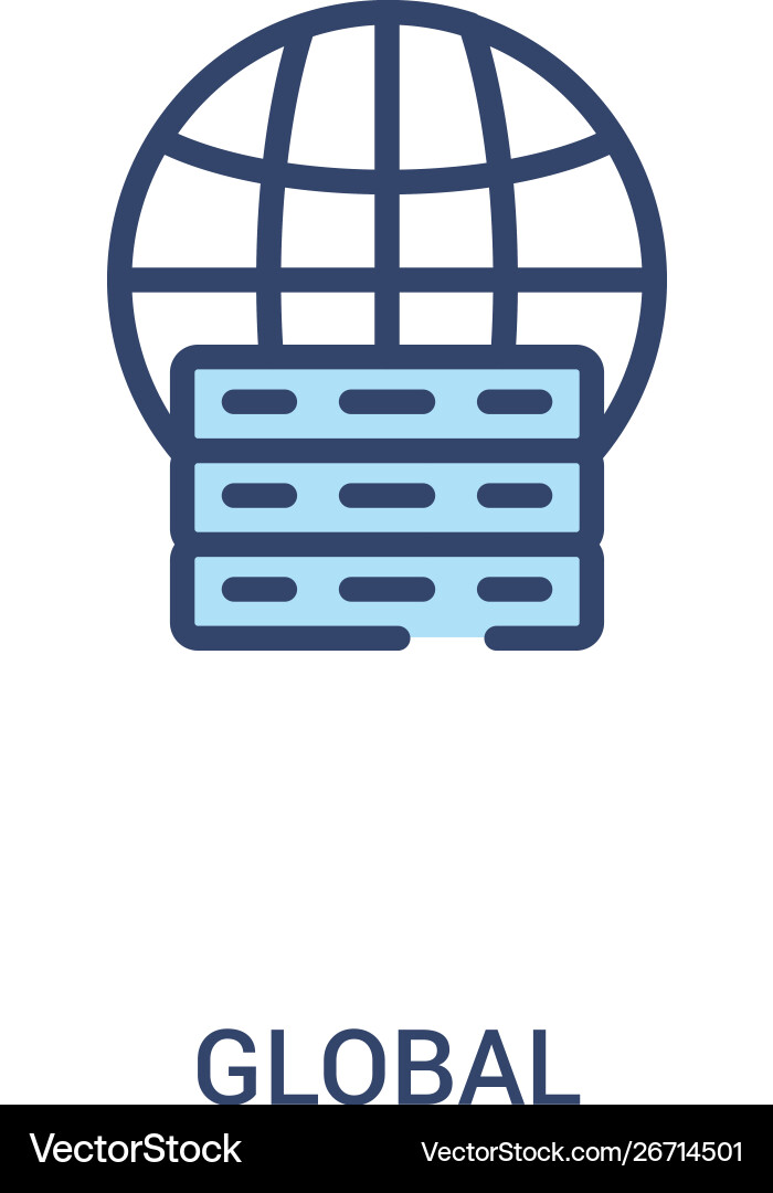 Global concept 2 colored icon simple line element Global concept 2 colored icon simple line element vector image