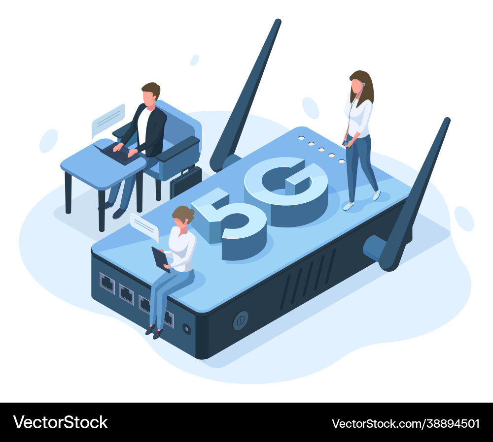Isometric 5g mobile internet network connection Isometric 5g mobile internet network connection vector image