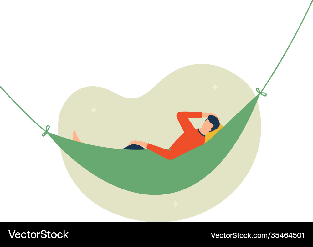 Man relax on hammock resting Vector Image