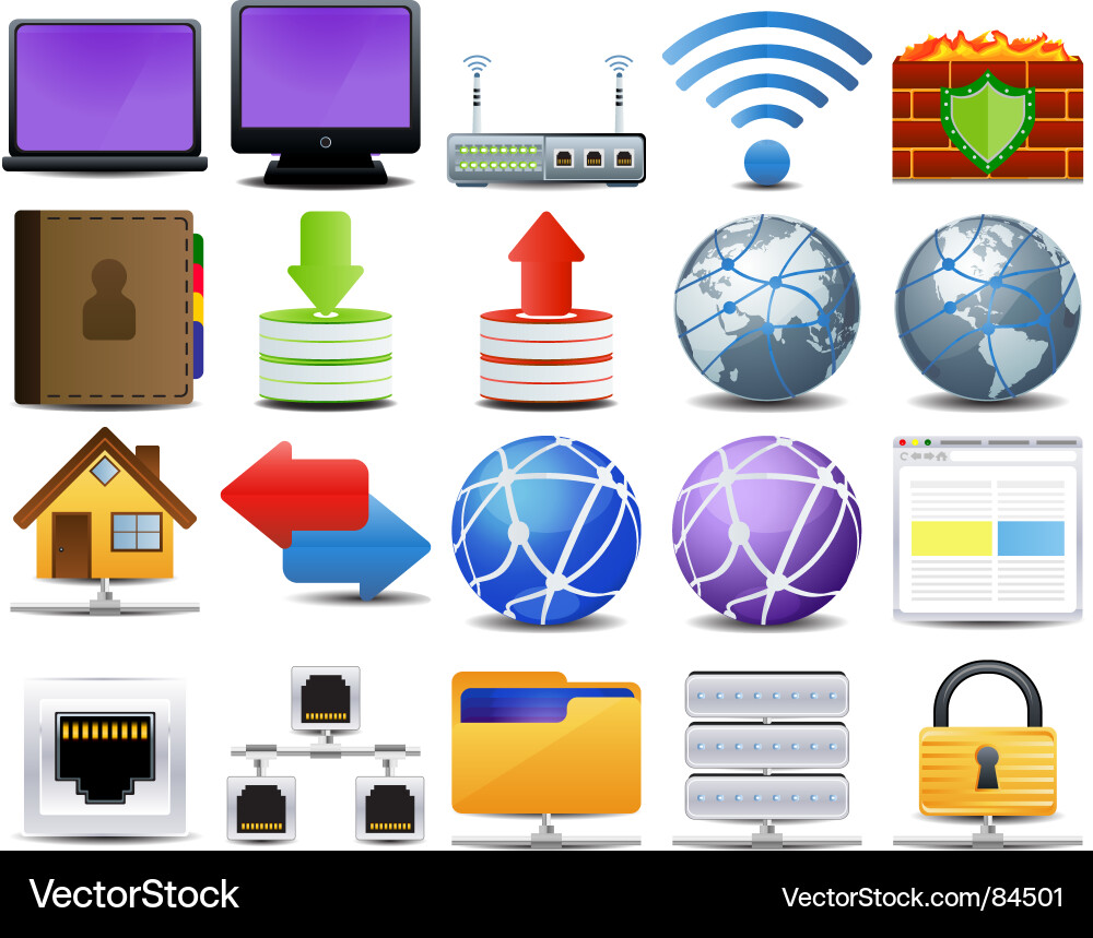 Network and Computer Icons vector image