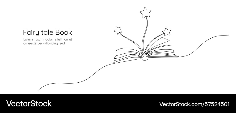 Opened book with flying page and stars in one Opened book with flying page and stars in one Vector Image