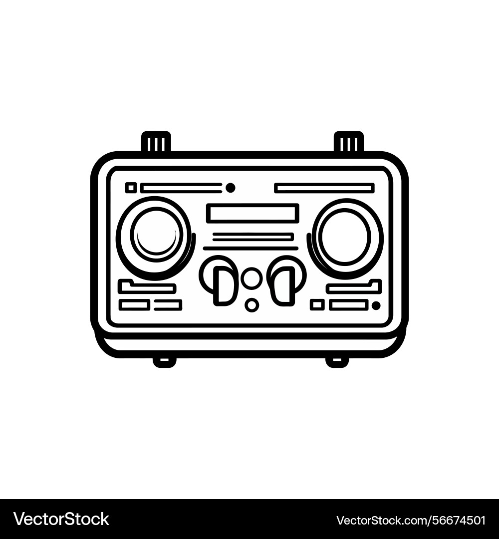Retro styled radio with knobs and buttons Vector Image