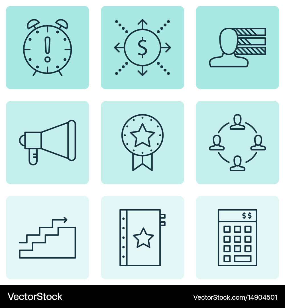 Set of 9 project management icons includes vector image