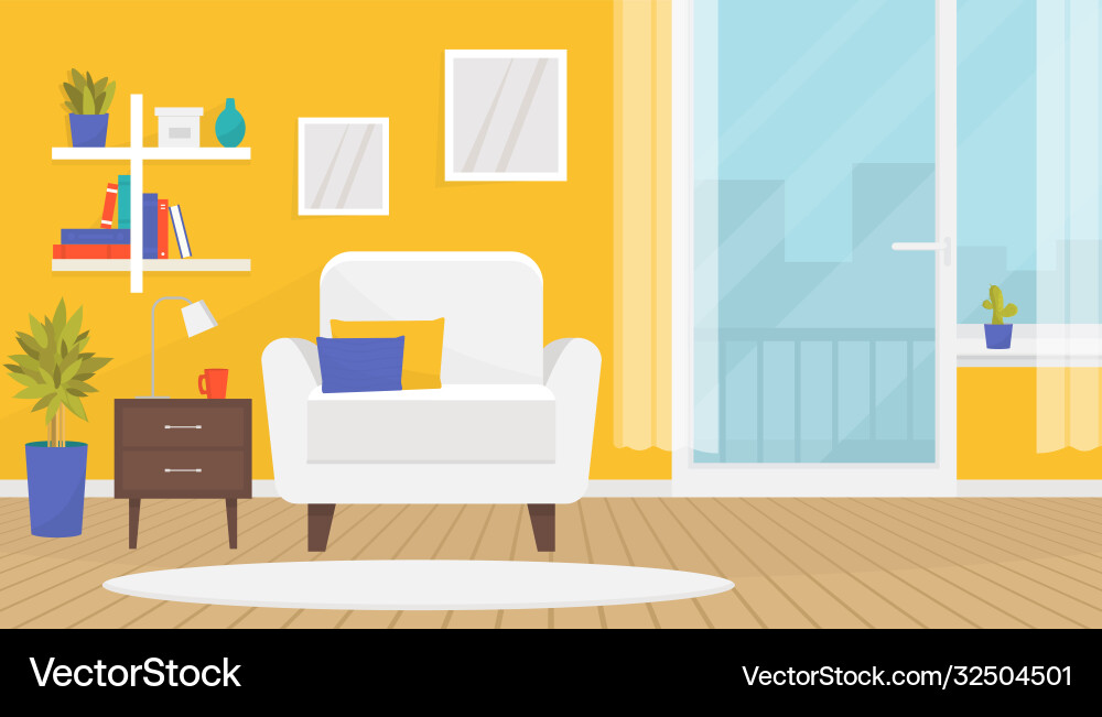 Stylish living room interior with furniture soft Stylish living room interior with furniture soft vector image