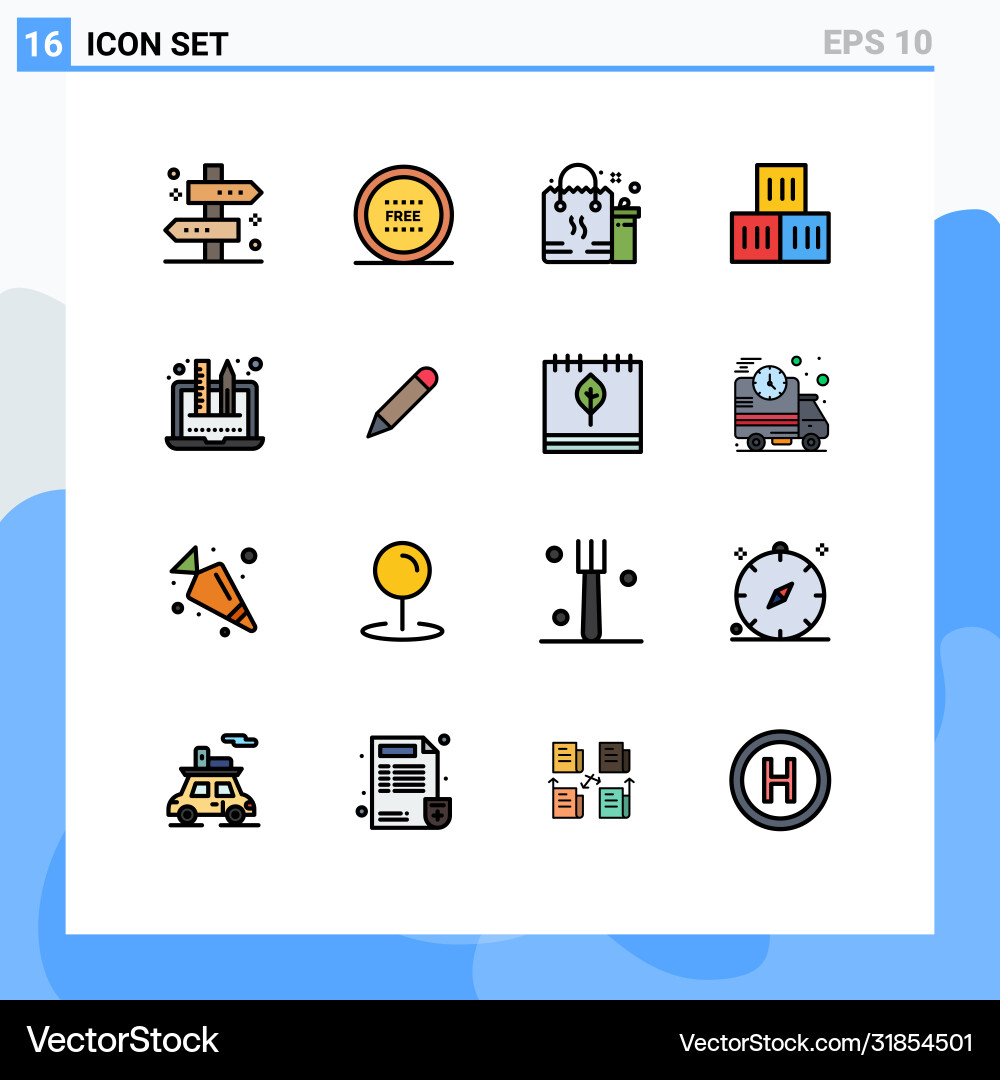 User interface pack 16 basic flat color filled Vector Image