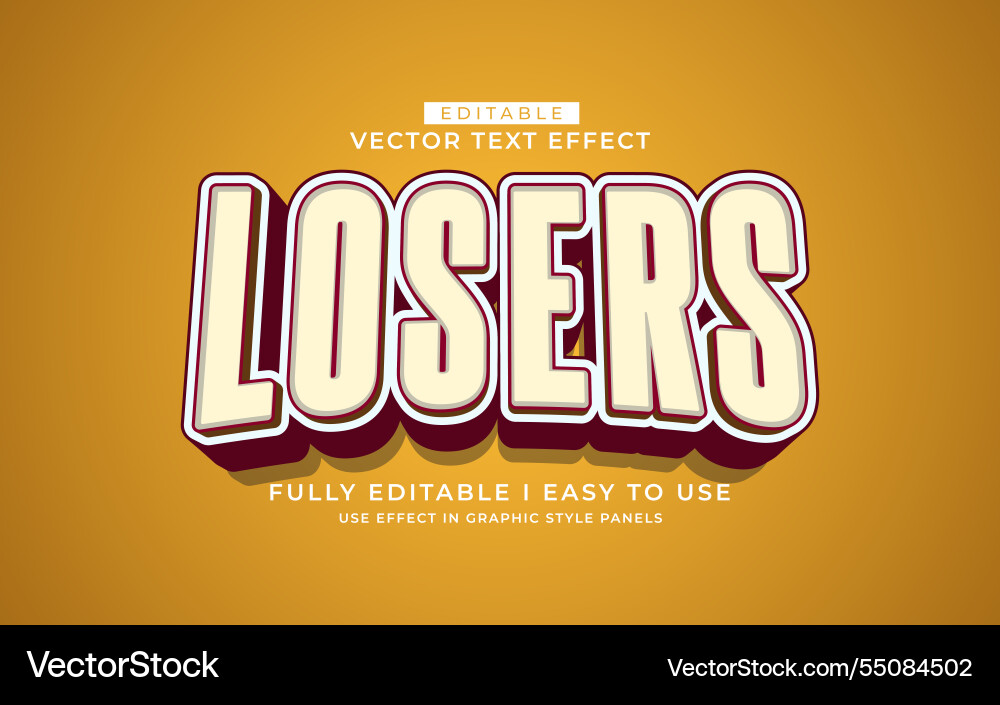 3d editable text effect typography style template vector image
