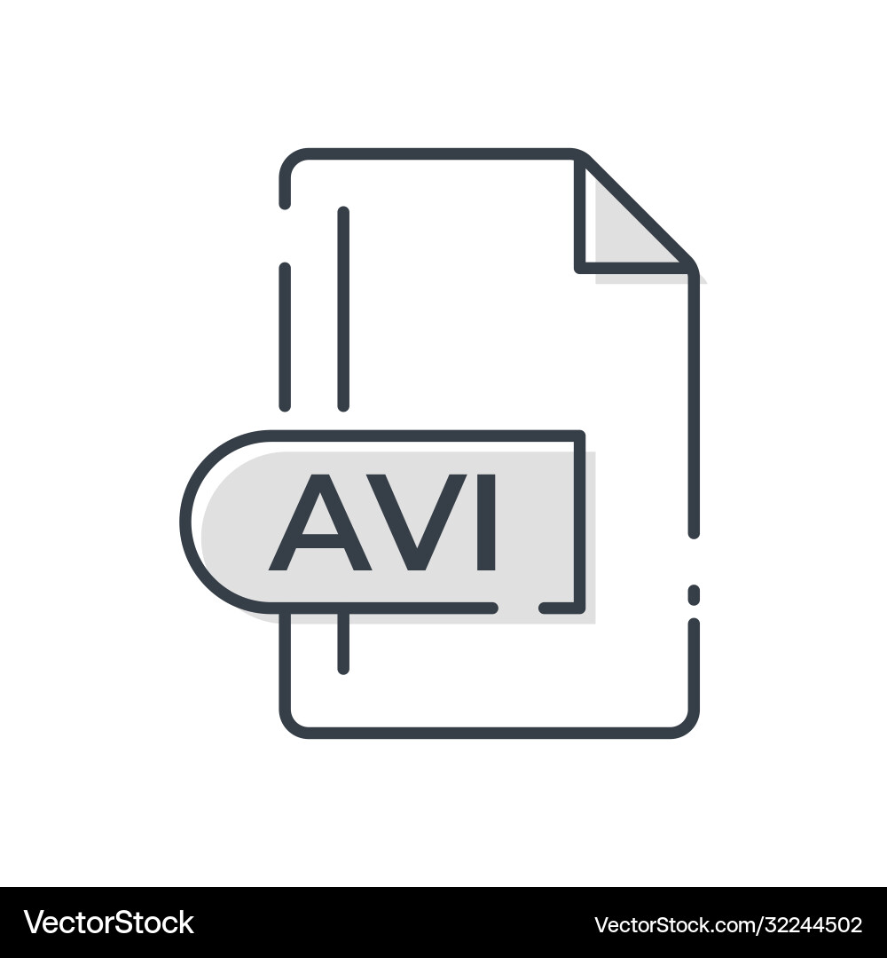 Avi file format icon extension line vector image