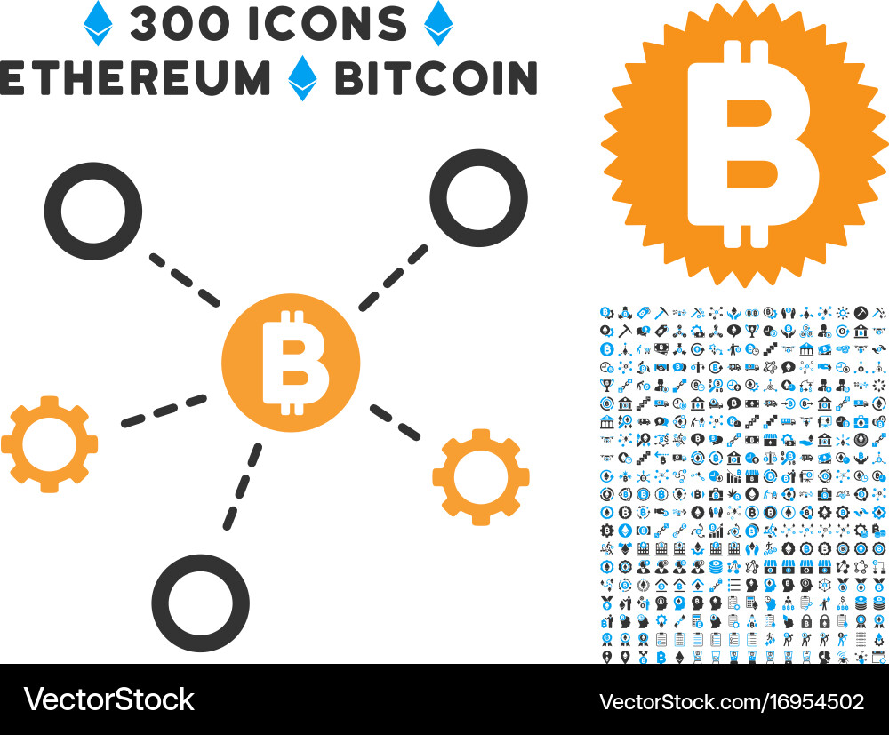 Bitcoin Network Nodes - Flat Icon vector image