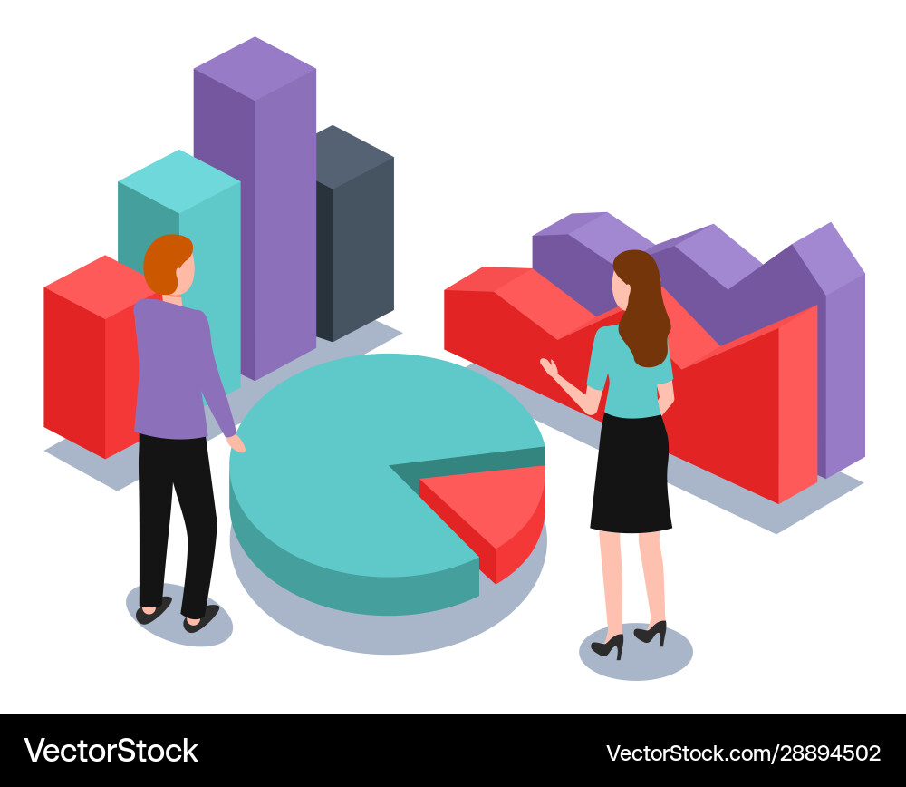 Business graphics and charts isometric pie graph Vector Image